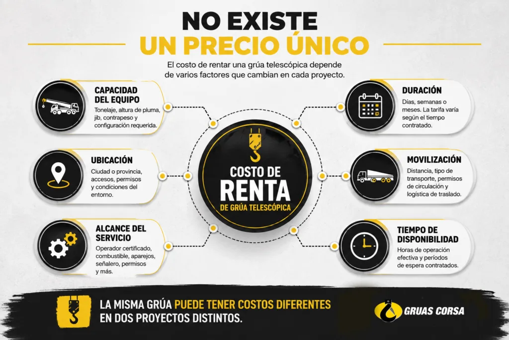 costo renta grúa telescópica Ecuador